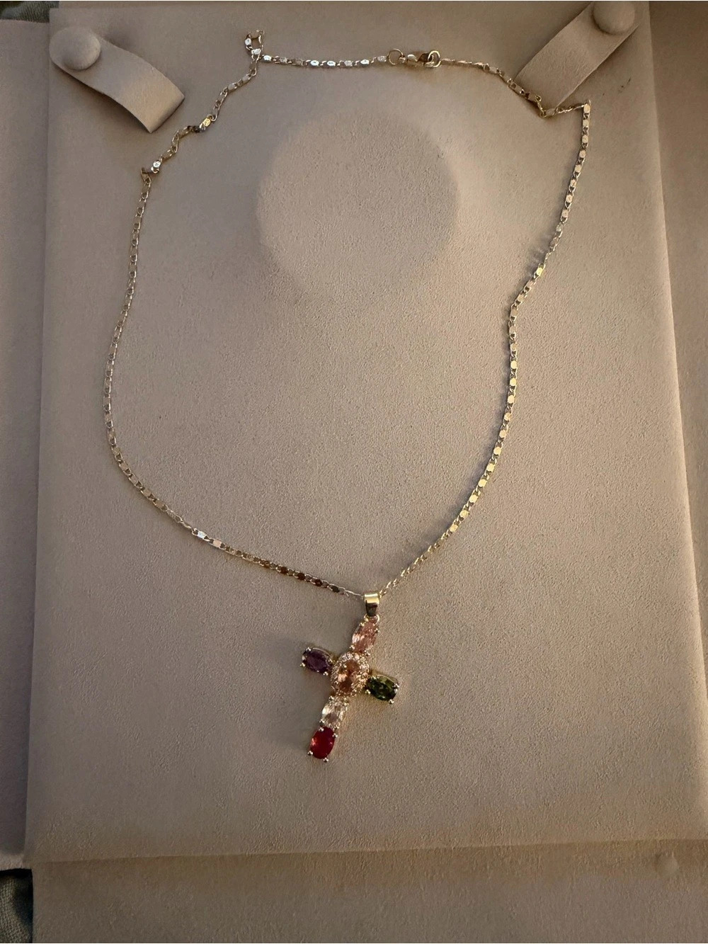 Multicolor Gemstone Cross Necklace